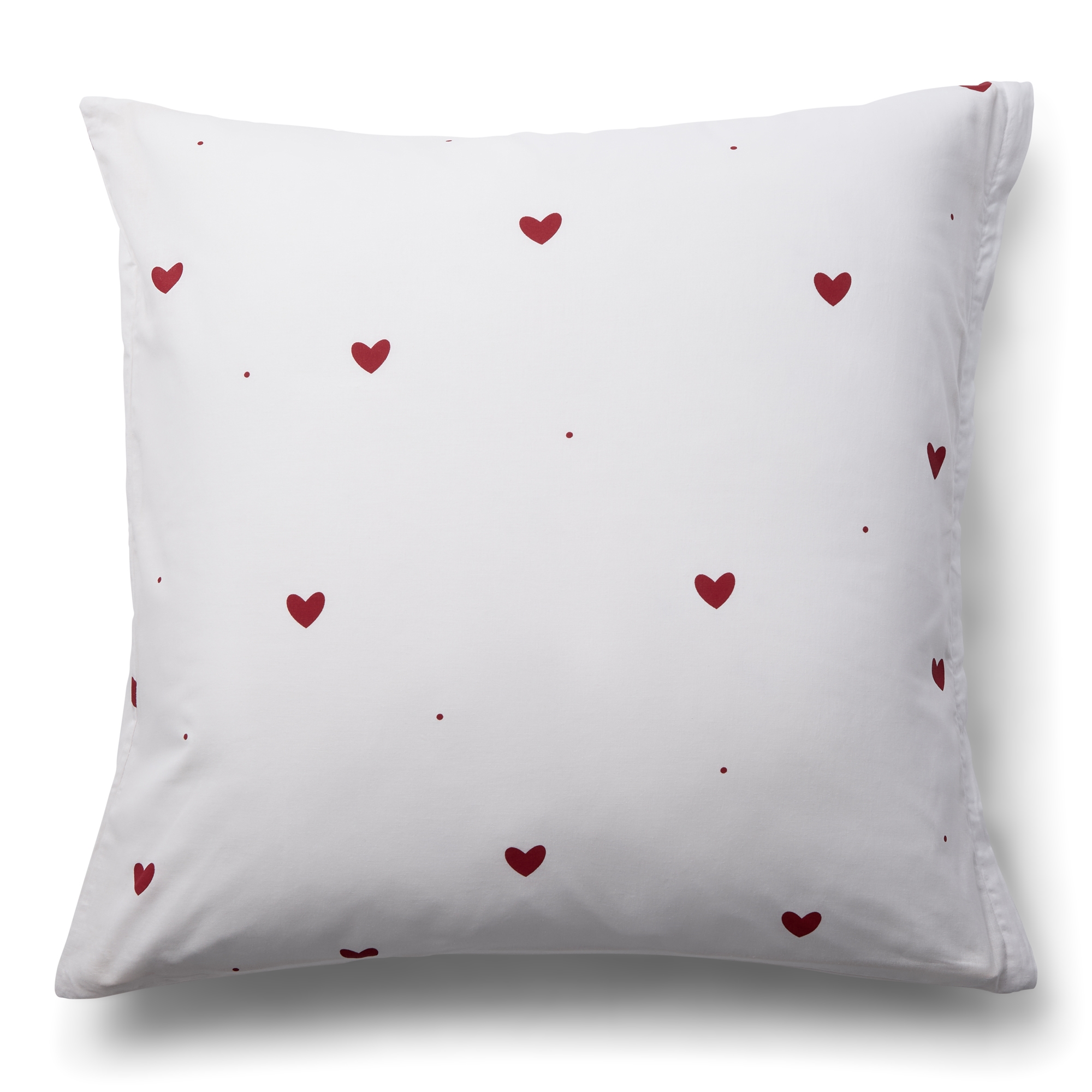 Pudebetræk 60x63 cm - 100% bomuld - Hvid med hjerter