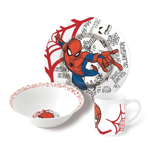 Børneservice i keramik - Spiderman service - Spisesæt i 3 dele