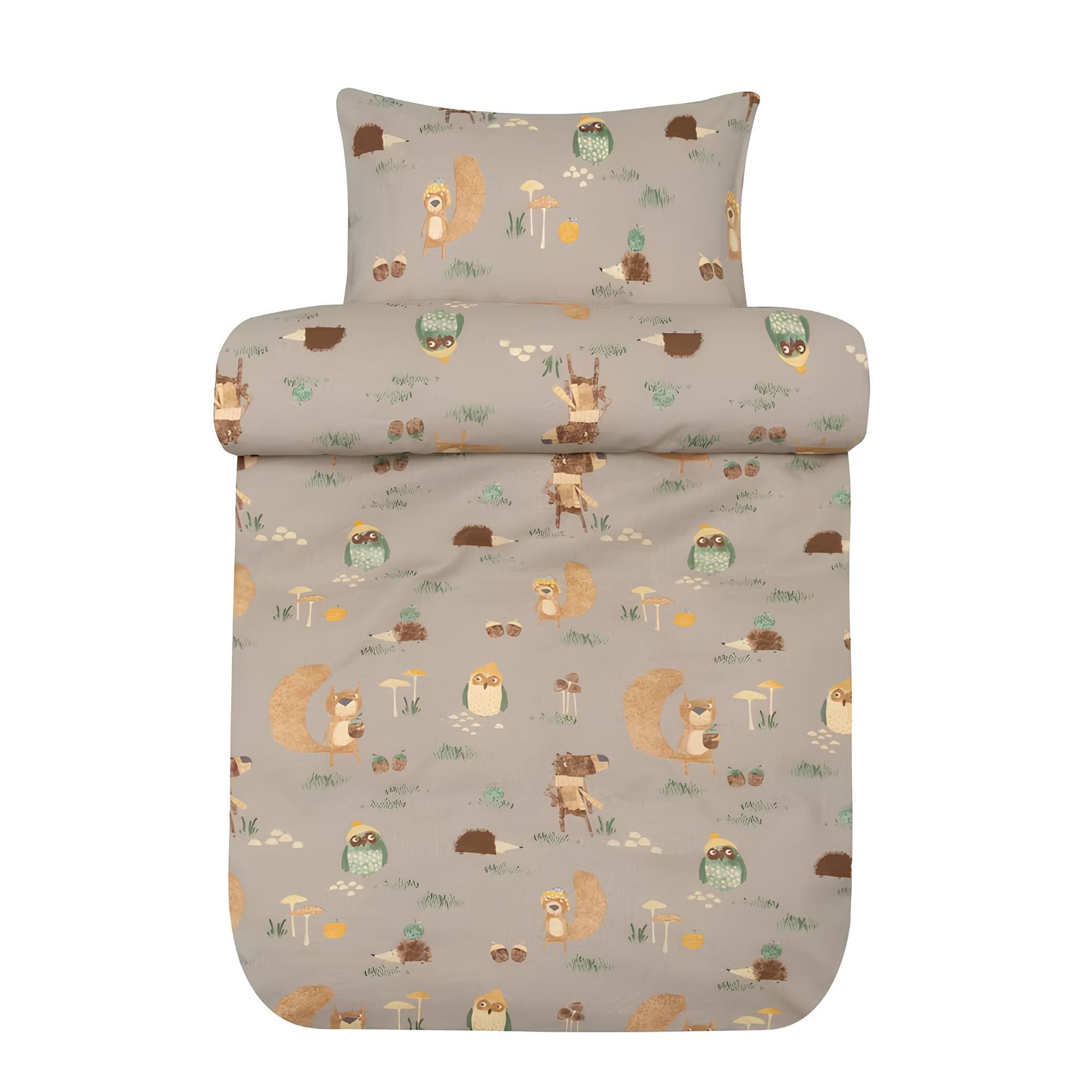Skogsnatt sengetøj - 100% økologisk bomuld - Junior sengetøj 100x140 cm - Beige
