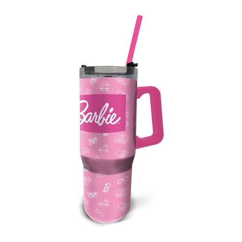 Barbie drikkedunk - XL termoflaske 940 ml - Drikkedunk med sugerør og håndtag - Stor drikkedunk