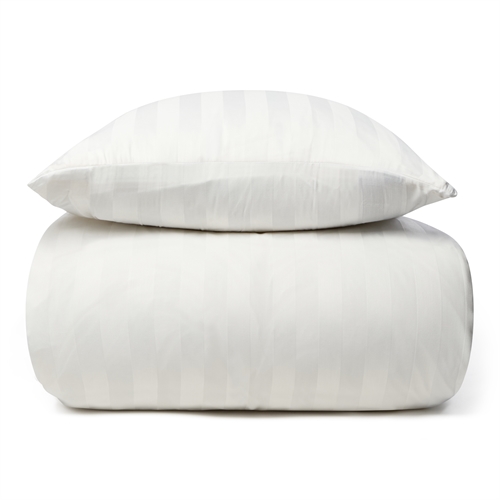 Bambus sengetøj - 140x220 cm - 100% Naturligt bambus - Hvidt, jacquardvævet sengesæt med striber