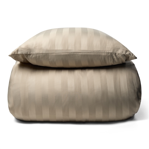 Bambus sengetøj - 140x220 cm - 100% Naturligt bambus - Sandfarvet, jacquardvævet sengesæt med striber