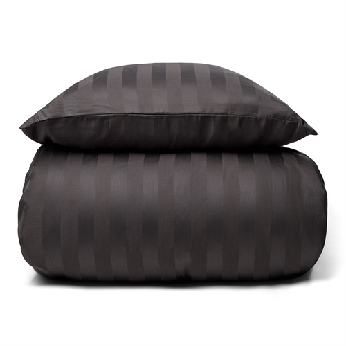 Bambus sengetøj - 140x220 cm - 100% Naturligt bambus - Gråt, jacquardvævet sengesæt med striber