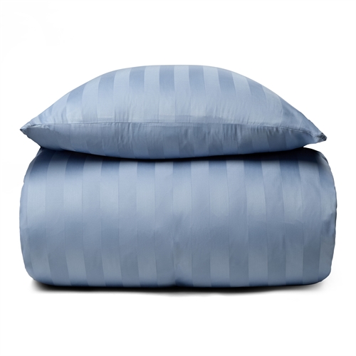 Bambus sengetøj - 100% Naturligt bambus - 140x200 cm - Blåt, jacquardvævet sengesæt med striber