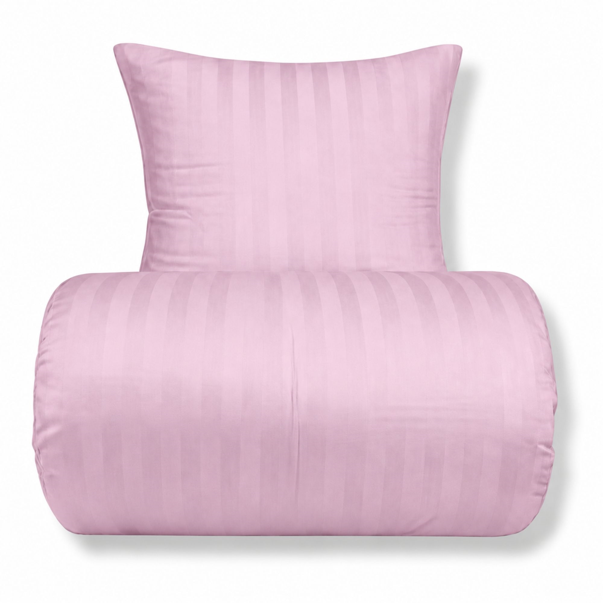 Bambus sengetøj 140x220 cm - 100% bambus - Rosa jacquardvævet striber