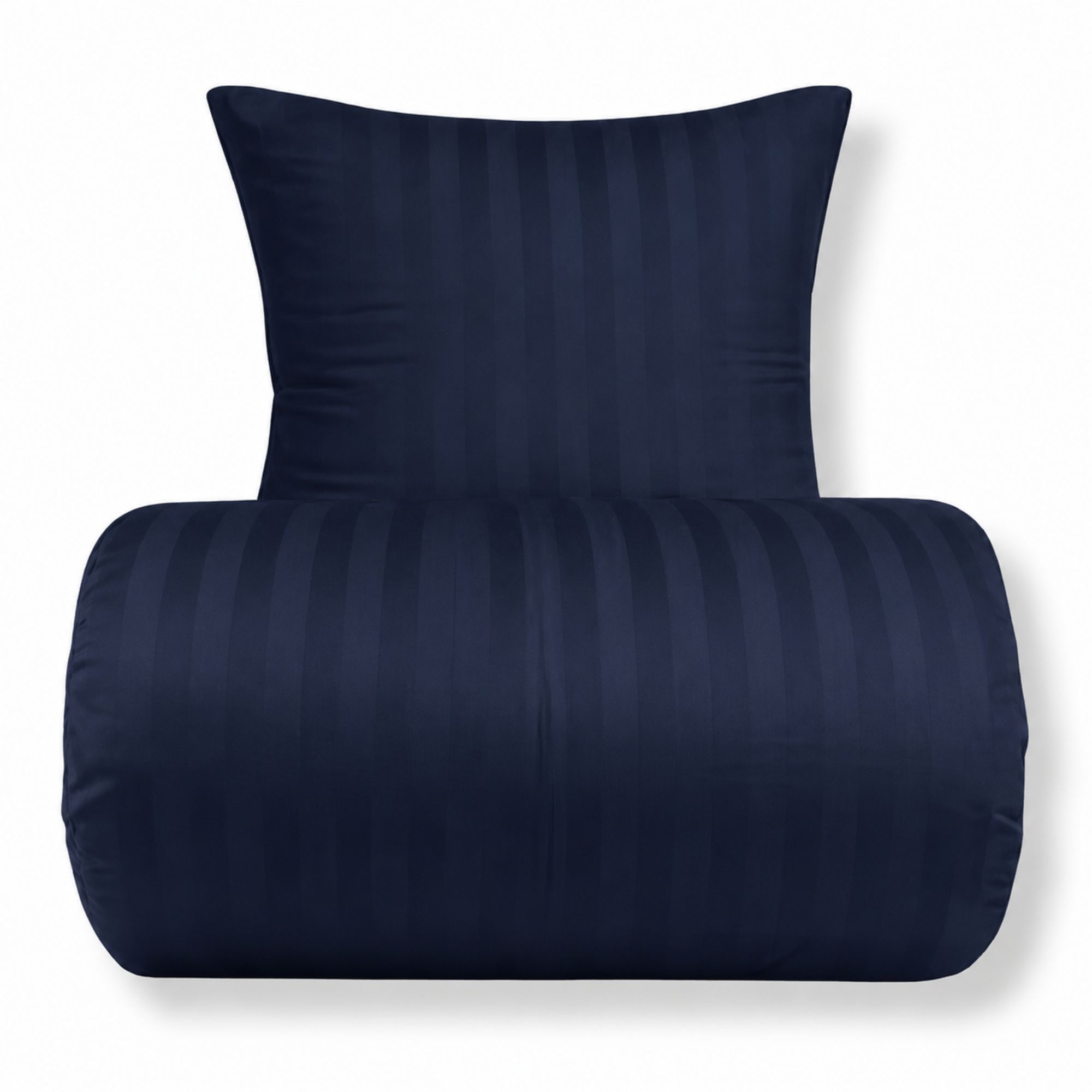 Bambus sengetøj 140x220 cm - 100% bambus - Mørkeblå jacquardvævet striber