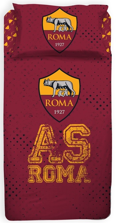 A.S. Roma sengetøj - 100% bomuld - Børnesengetøj 140x200 cm - Fodbold sengetøj