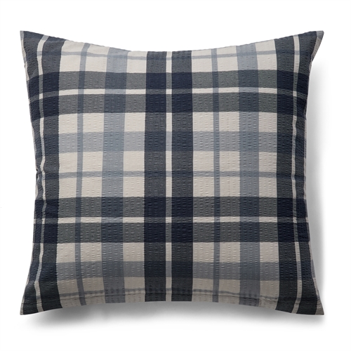 Bæk og Bølge pudebetræk 60x63 cm - Blåt ternet hovedpudebetræk - 100% bomuld - Krepp pudebetræk - By Night 