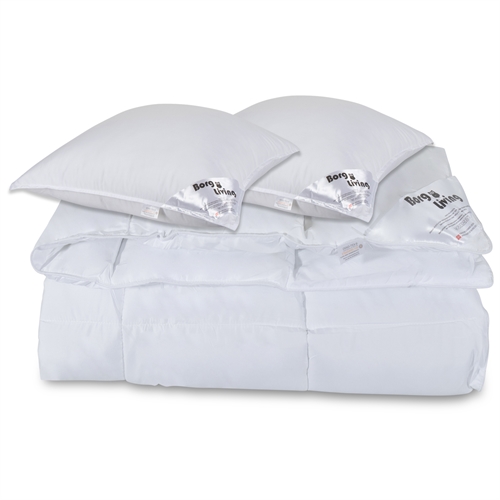 Dyne pude sæt - Dobbelt helårs fiberdyne 240x220 cm + 2xpude 60x63 cm - Microfiber dyne - Borg Living