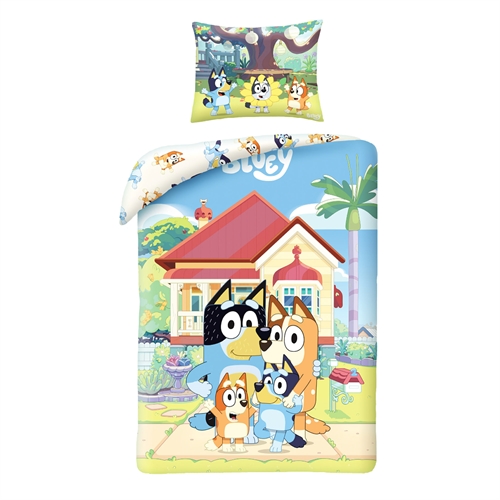 Bluey sengetøj 140x200 cm - 100% Blødt bomuld - Dynebetræk med 2 i 1 design - 100% bomuld sengesæt 