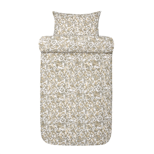 Vævet krepp sengetøj 140x200 cm - Grønt sengesæt med blade - 100% blød bomuld - Bæk og bølge sengelinned - Barbro Høie Of Scandinavia