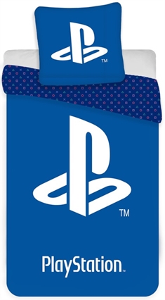 Playstation sengetøj 140x200 cm - Gamer PS5 - Blåt sengetøj - 2 i 1 design - Sengesæt i 100% bomuld - EA Games