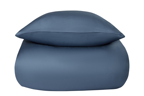 Bambus dobbelt sengetøj - 240x220 cm - 100% Naturligt bambus - Nature By Borg - Blåt satinvævet king size dynebetræk 