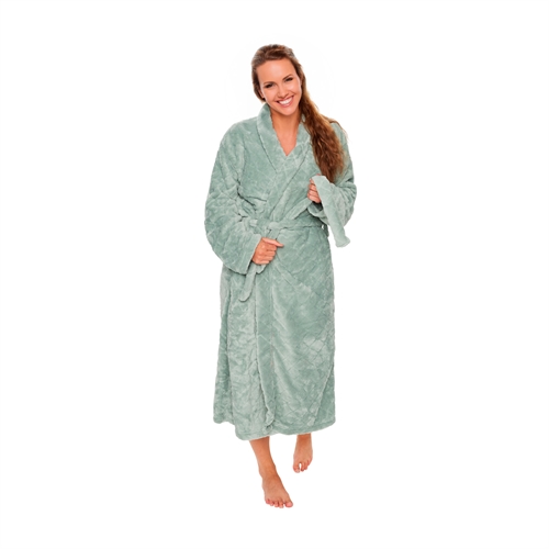 Morgenkåbe - Str. L/XL - Mint farvet - Coral fleece blød badekåbe - Borg Living