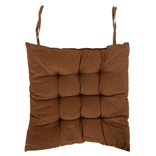 Stolehynde - 35x35x6 cm - Brun ensfarvet havehynde - Blød komfort hynde