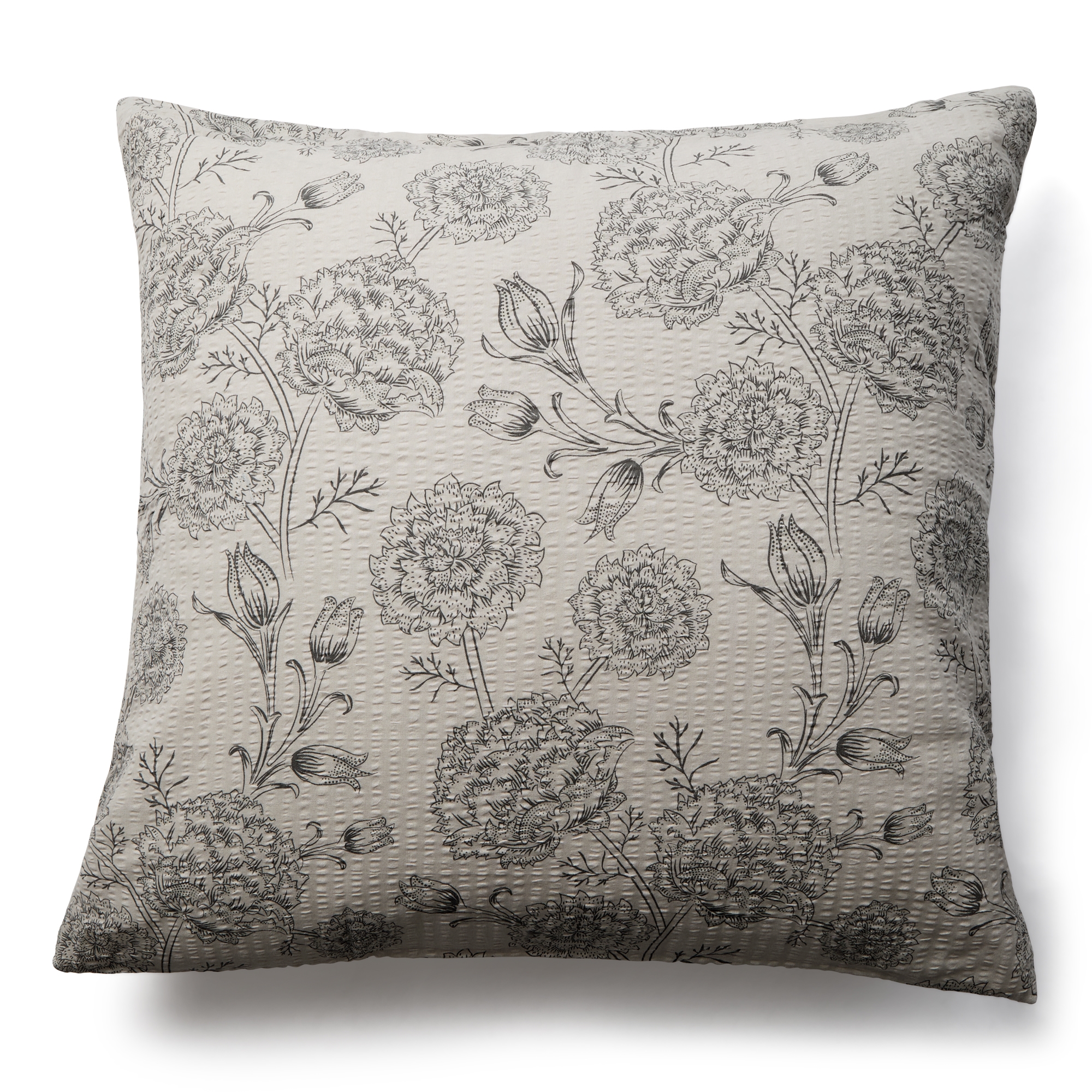 Pudebetræk 60x63 cm - Bæk og Bølge - 100% Bomulds krep - Sandfarvet blomster print