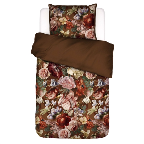 Blomstret sengetøj 140x220 cm - Claire - Vendbar sengesæt i 100% bomuldssatin - Essenza sengetøj