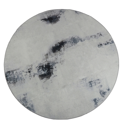  Rundt tæppe - Gulvtæppe Ø 160 cm - Løs tæppe med skridsikker bagside - Gråt tæppe med abstrakt design - Blødt gulvtæppe fra Nordstrand Home Dorte
