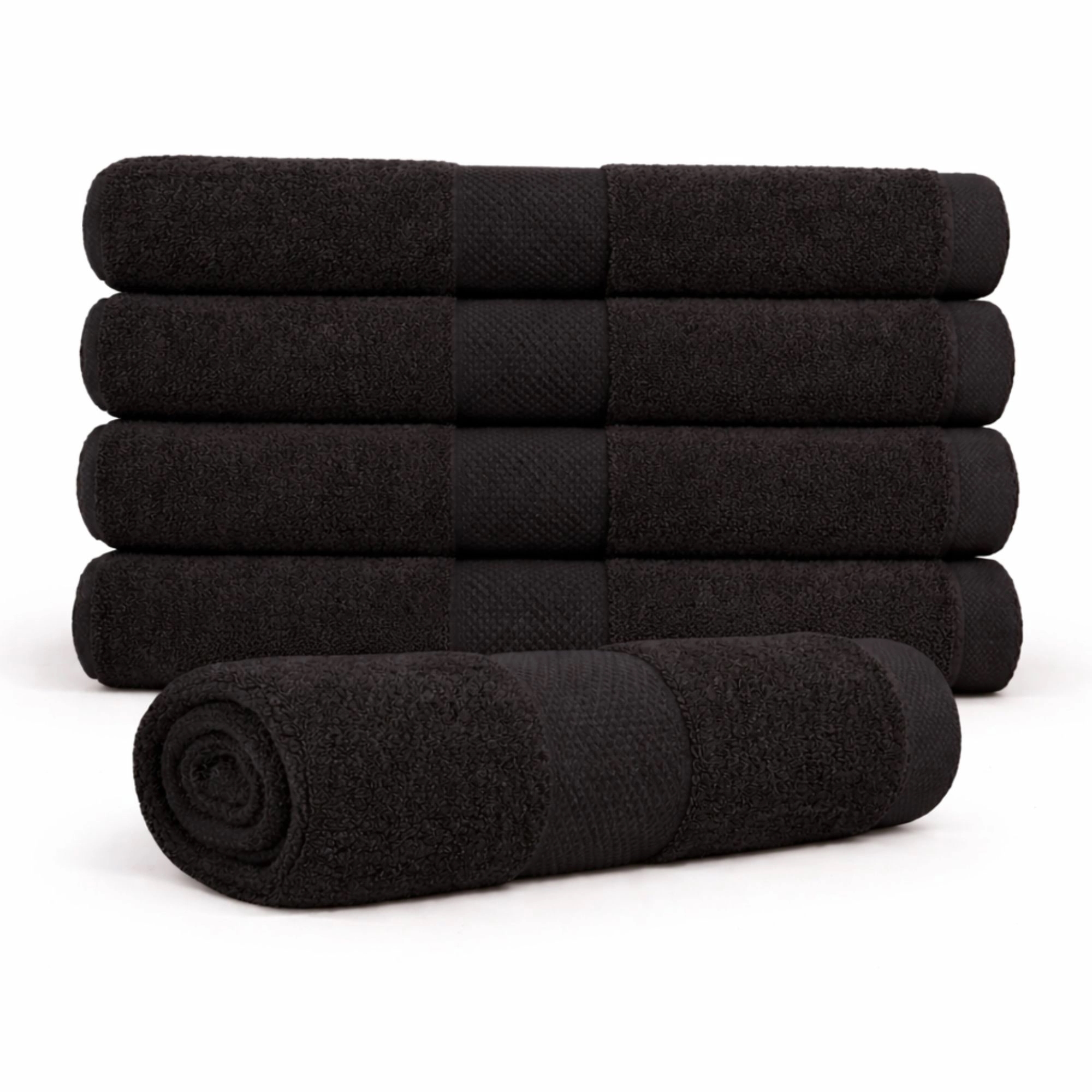 Bomulds håndklæde - 100% bomuld - Badehåndklæde 70x140 cm - Diamant - Sort