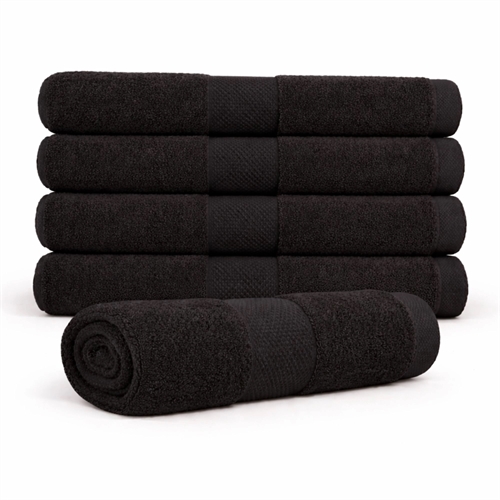 Bomulds håndklæde - 100% bomuld - Badehåndklæde 70x140 cm - Diamant - Sort