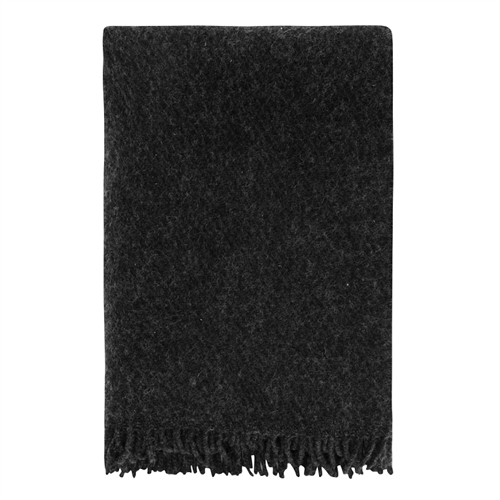 Uldplaid - 100% Ren ny uld  - Høie of Scandinavia uldtæppe - Falketind koksgrå - 120x180 cm 