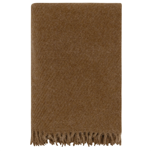 Uldplaid - 100% Ren ny uld  - Høie of Scandinavia uldtæppe - Falketind varm okker - 120x180 cm 