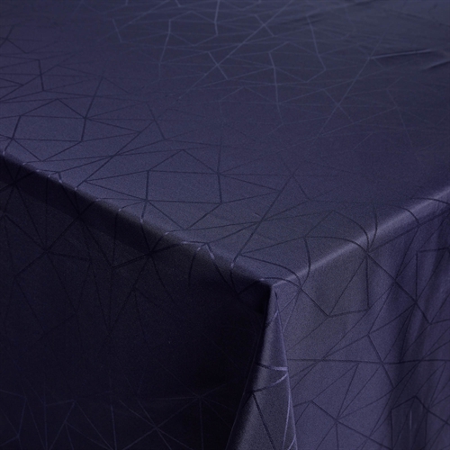 Borddug - 140x320 cm - Damask dug - Mørkeblå tekstildug - Jacquardvævet dug med geometrisk mønster - Lang dug