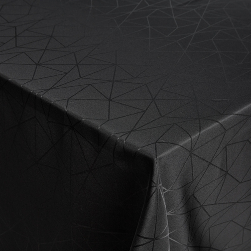 Borddug - 140x320 cm - Damask dug - Sort tekstildug - Jacquardvævet dug med geometrisk mønster - Lang dug