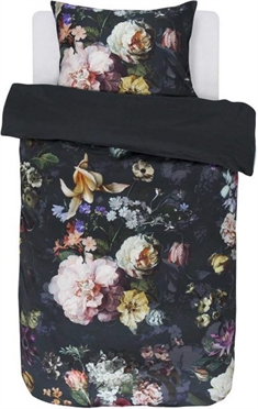 Blomstret sengetøj 140x200 cm - Fleur Nightblue - Blåt sengetøj - 2 i 1 - Sengetøj bomuldssatin 100% - Essenza 