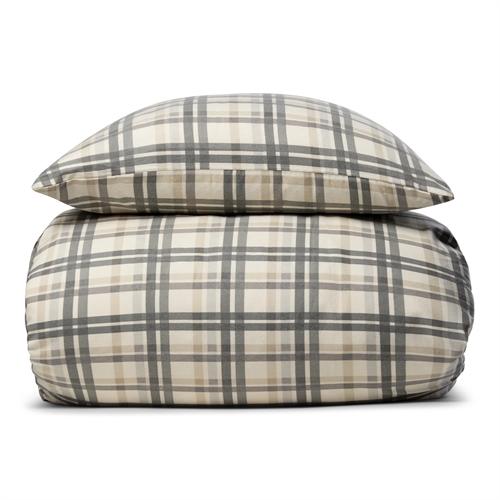 Flonel sengetøj 140x200 cm - Blødt ternet sengesæt - Large Check Blue - 100% bomuldsflonel - By Night sengelinned