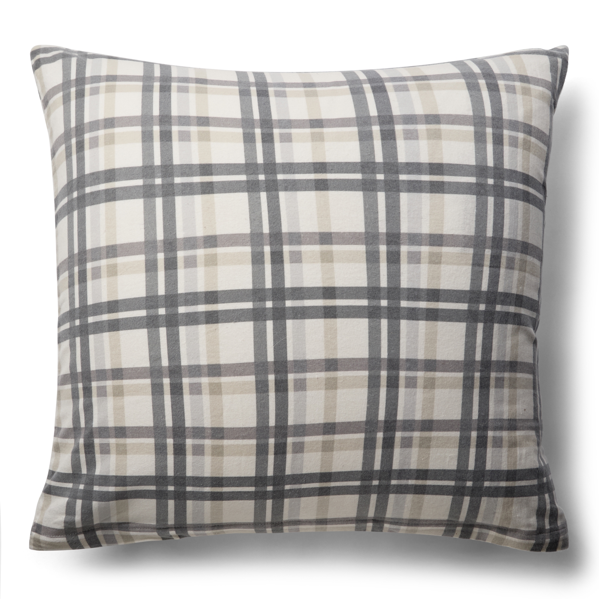 Pudebetræk 60x63 cm - Bomulds flonel - Beige med blå tern