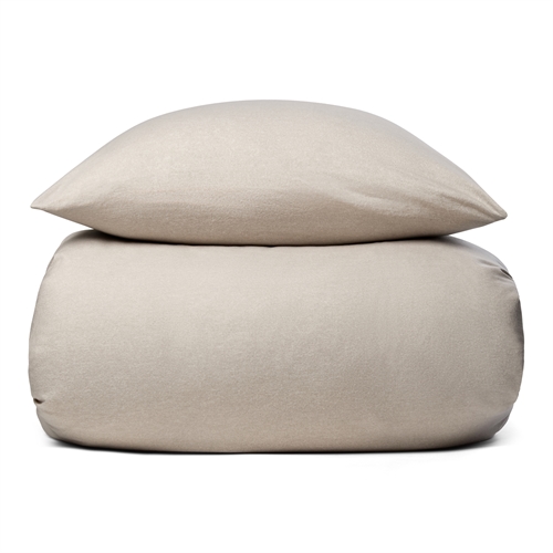 Flonel sengetøj 140x200 cm - Blødt ensfarvet sengesæt - Grey Melange - 100% bomuldsflonel - By Night sengelinned