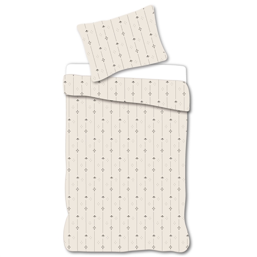 Baby sengetøj 70x100 cm - Hvidt sengesæt med sorte mønstret striber - 100% blødt bomulds sengelinned