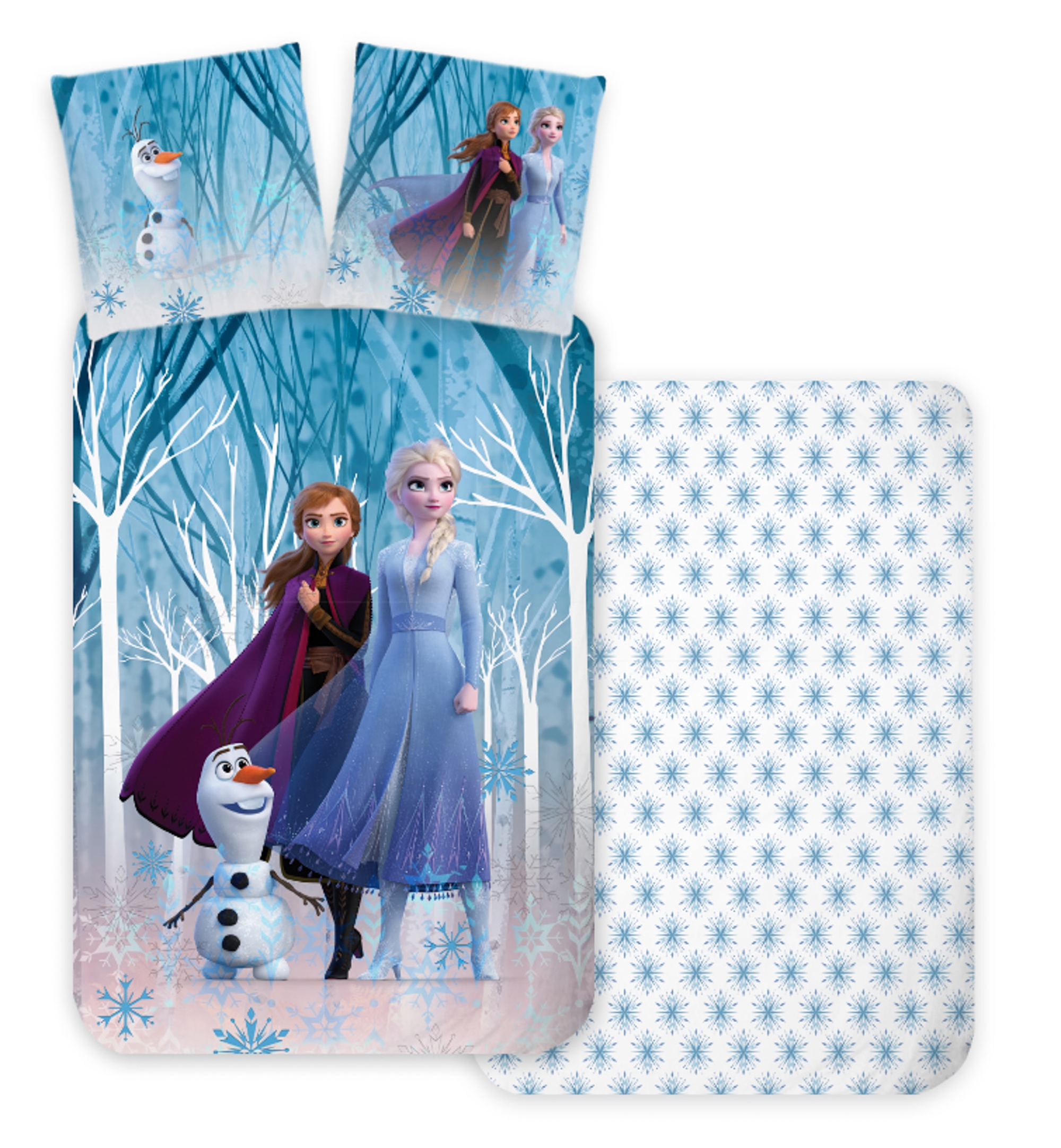 Frozen sengetøj - 100% bomuld - Junior sengetøj 100x140 cm - Anna, Elsa og Olaf