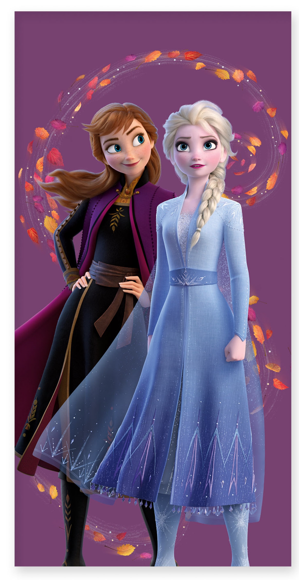 Frost håndklæde - 70x140 cm - 100% bomuld - Blødt badehåndklæde med Anna og Elsa