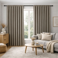 Mørklægningsgardin - 1 stk. færdigsyet gardin - Beige - Nordstrand Home blackout gardinlængder med rynkebånd