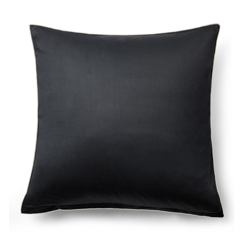  Pudebetræk 60x63 cm - 100% bomuldssatin - Sort med hvid pipingkant