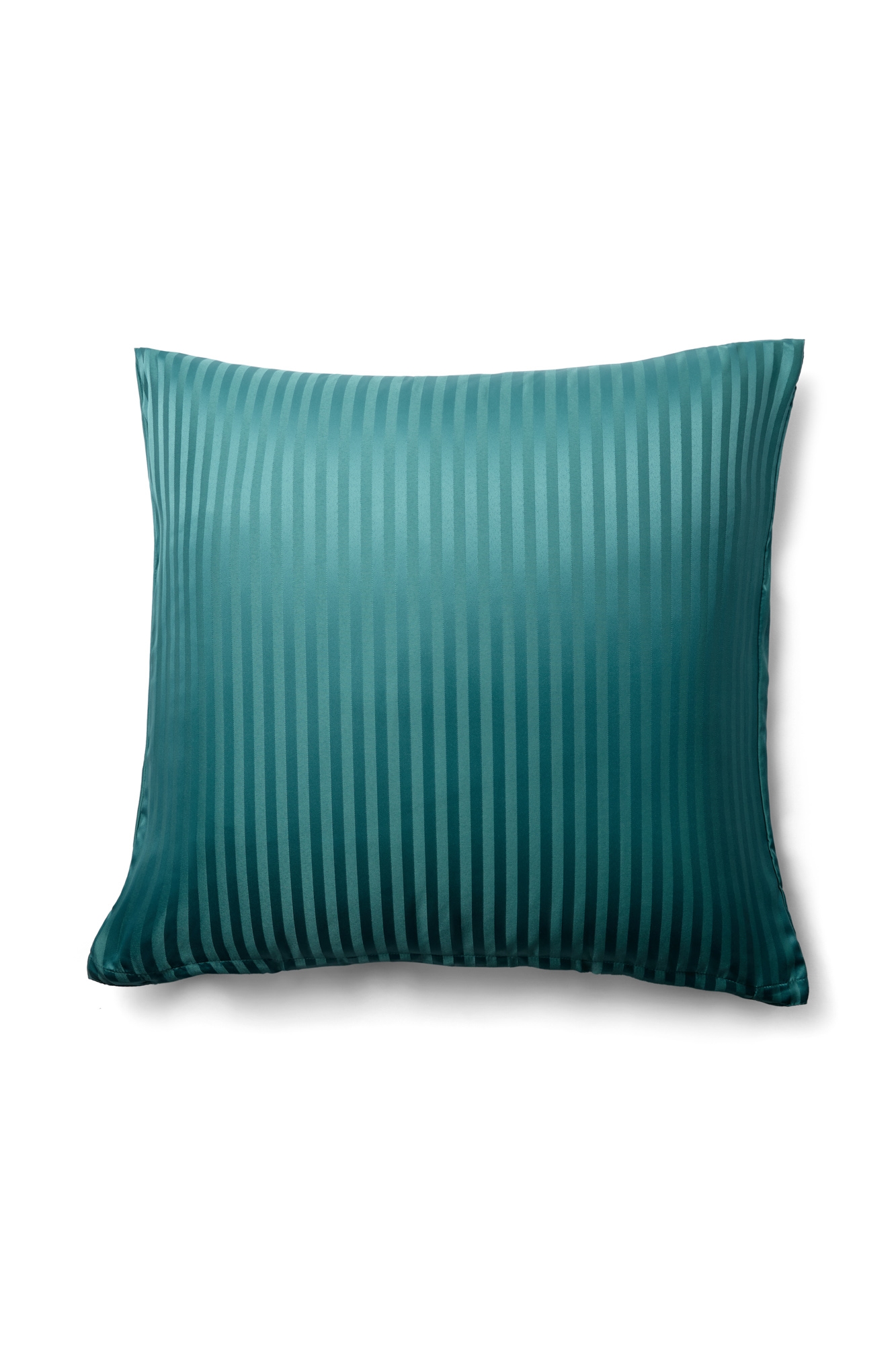 Pudebetræk 60x63 cm - Microfiber - Ensfarvet med petrol farvet striber
