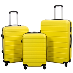 Kuffertsæt - 3 stk. - Gul med striber - Eksklusivt hardcase letvægt kuffert