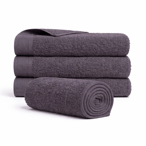 Bomulds håndklæde - 100% bomuld - 50x100 cm - Valmue - Mørkegrå