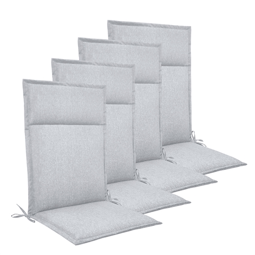 Havehynder til positionsstol 4 stk. - Luksus hynder 5 cm skum - Grå havehynder med høj ryg - Slidstærkt UV-resistent betræk - Nordstrand Home stolehynder