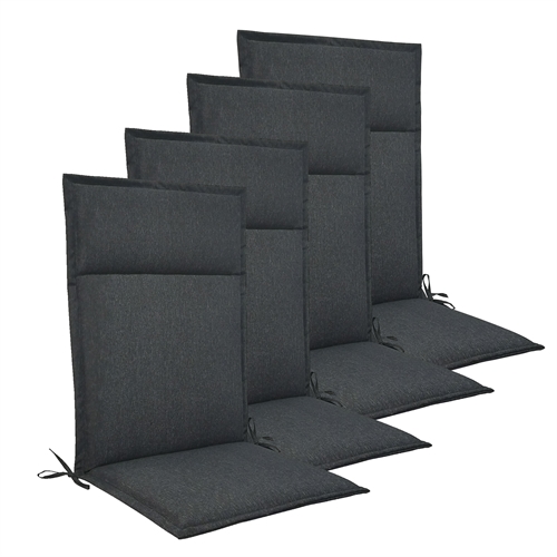 Havehynder til positionsstol 4 stk. - Luksus hynder 5 cm skum - Antracitgrå havehynder med høj ryg - Slidstærkt UV-resistent betræk - Nordstrand Home stolehynder