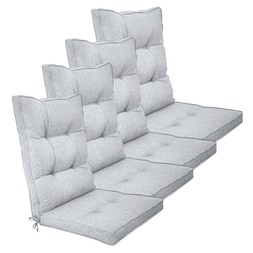 Eksklusiv havehynder til positionsstol 4 stk. - Ekstra bløde 7 cm tykke luksus havehynder til høj stoleryg - Moderne button design grå stolehynder - UV beskyttet Nordstrand Home hynder