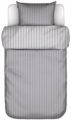 Stribet sengetøj - 140x200 cm - Harsor grå - Sengesæt 2 i 1 design - 100% Bomuldssatin - Marc O'Polo