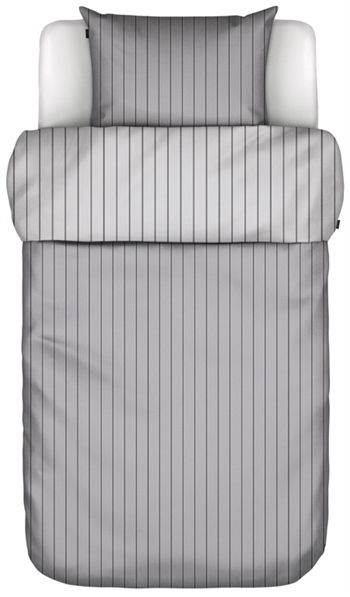 Stribet sengetøj - 140x200 cm - Harsor grå - Sengesæt 2 i 1 design - 100% Bomuldssatin - Marc O\'Polo