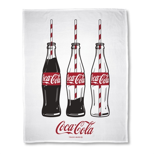Børnetæppe - Coca Cola - 150x200 cm - Blødt Fleece tæppe - Hvid