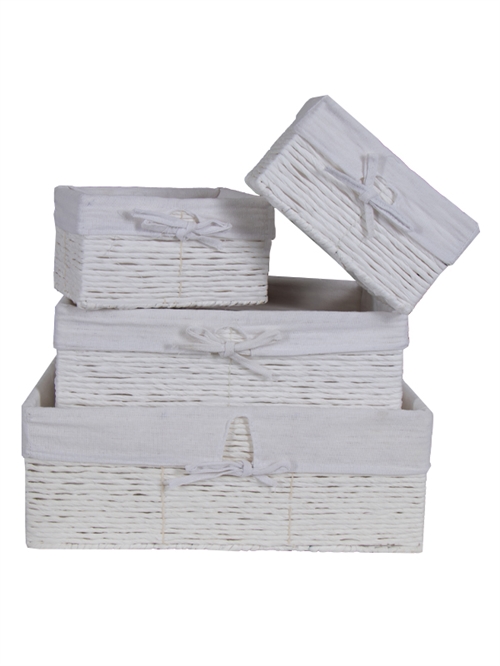 Fletkurve - Sæt a 4 stk - Hvide opbevaringskurve  