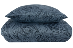 Sengetøj 240x220 cm - Marble dark blue - Blåt king size sengetøj - 100% Bomuldssatin - By Night