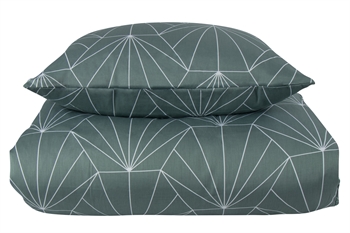 Sengetøj 140x200 cm - Vendbart design i 100% Bomuldssatin - Hexagon støvet grøn - Sengesæt fra By Night
