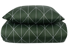 Bomuldssatin sengetøj - 150x210 cm - Graphic harlekin grøn - By Night sengesæt 